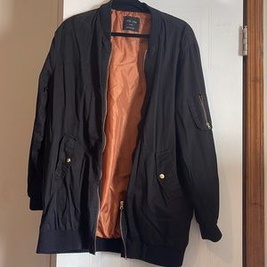 Long black bomber jacket